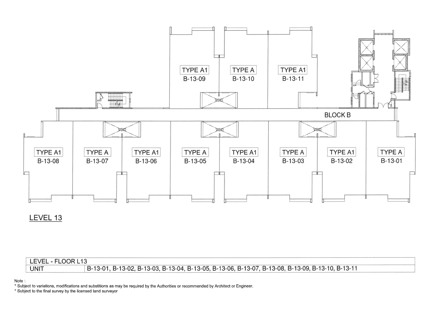 Pelan Block B aras 13 Residensi Kirana