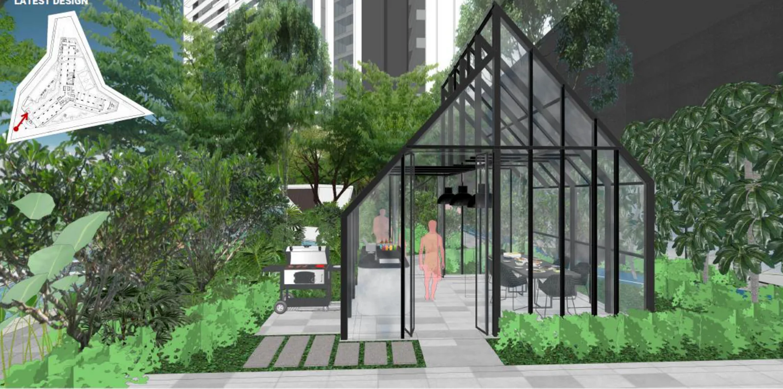 Visual konsep pavilion taman yang dirancang di The Wyn