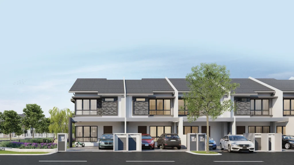 Ilustrasi artis fasad rumah teres Akina Phase 2