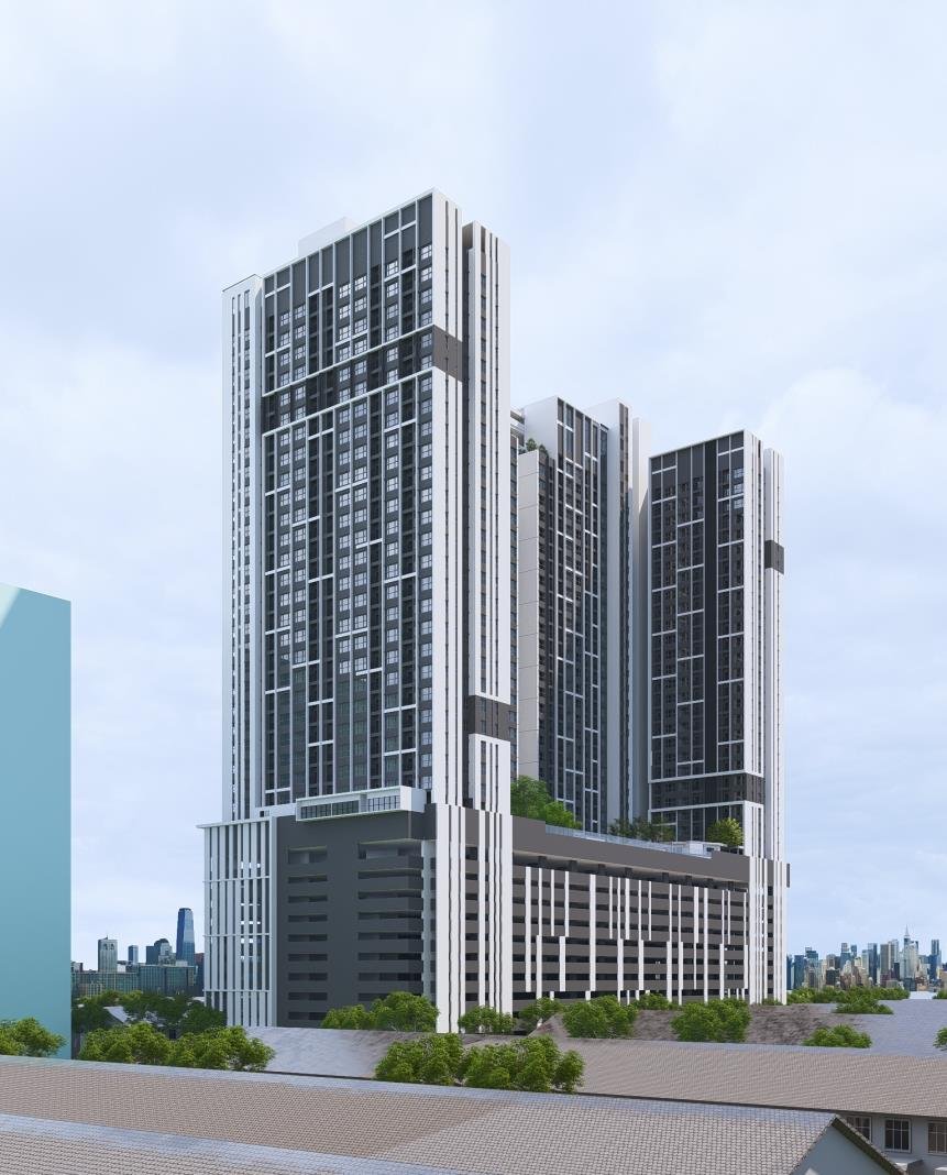 Ilustrasi artis pandangan luar Aurora Residences