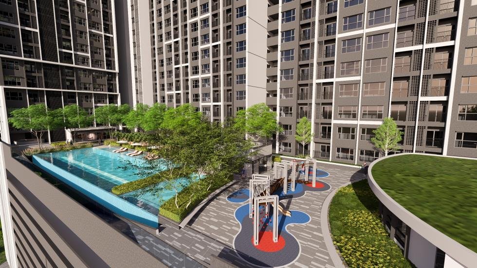 Ilustrasi artis dek kemudahan Aurora Residences