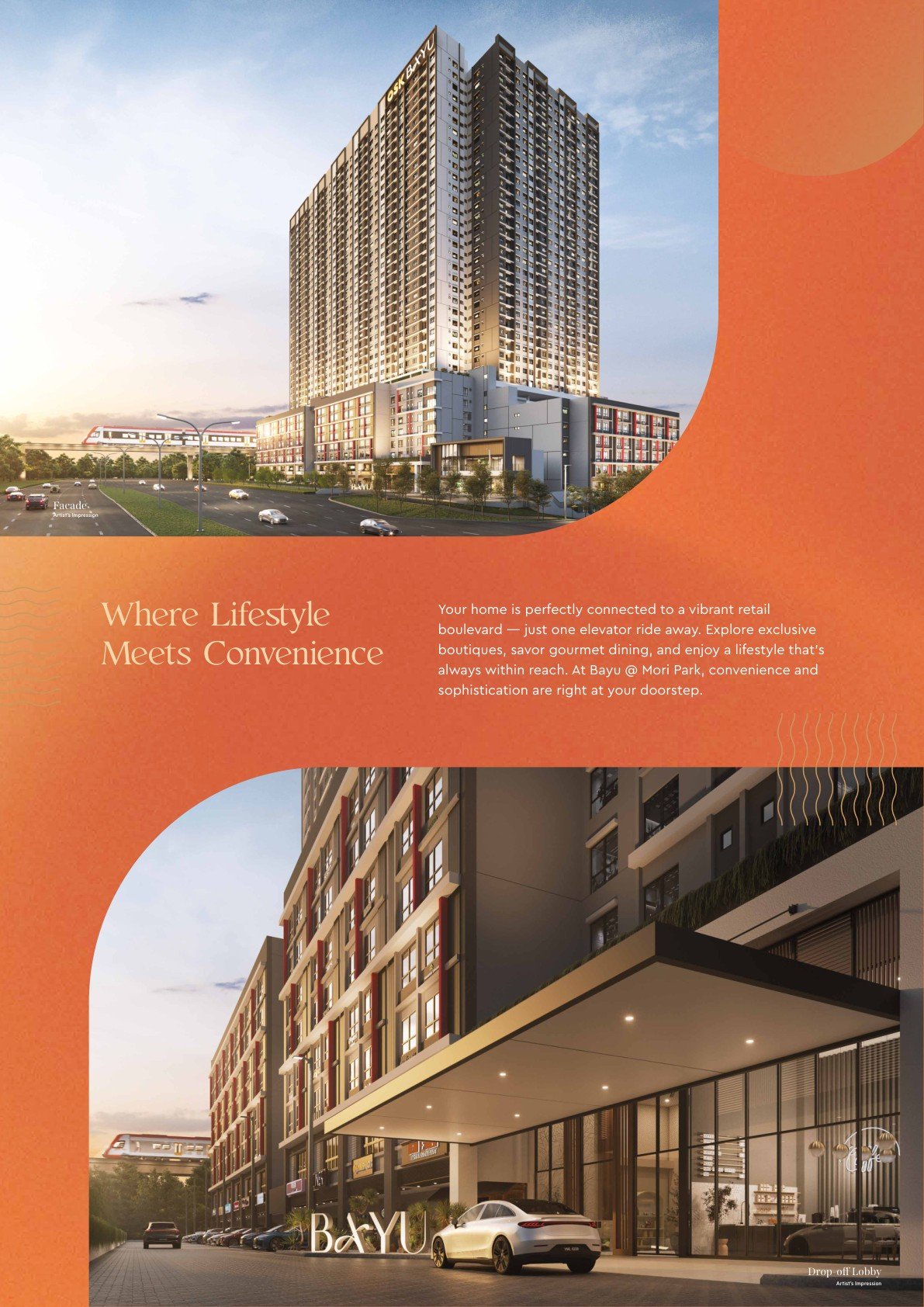 Fasad dan retail boulevard Bayu @ Mori Park