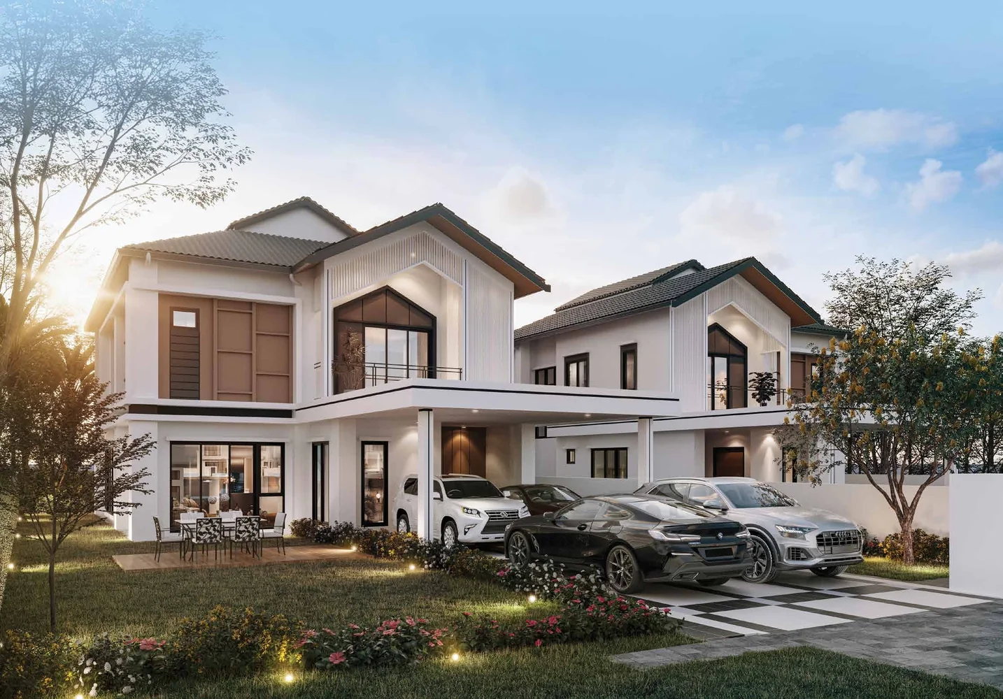 Gambaran rumah berkembar atau banglo dua tingkat