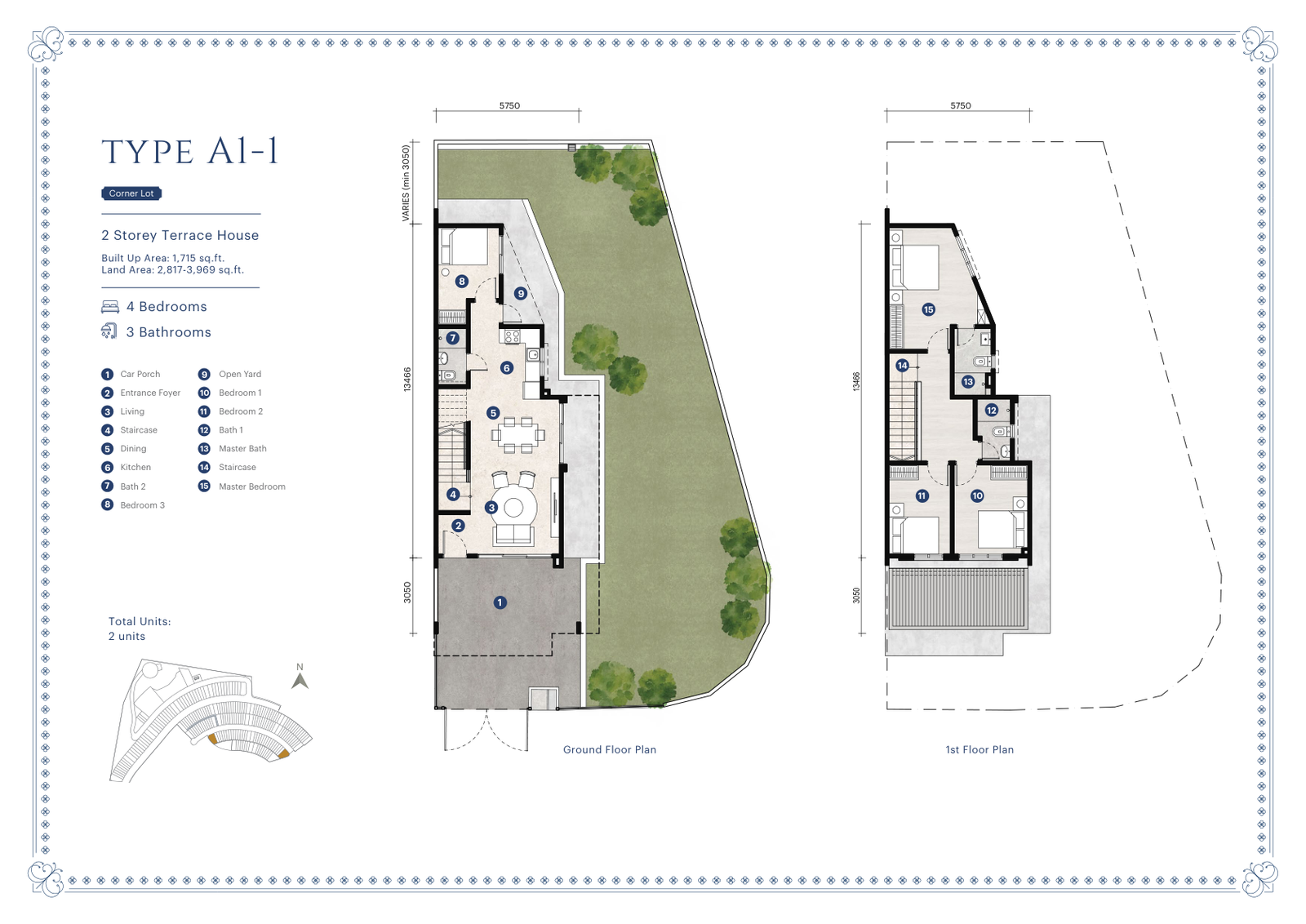 Selayang Mulia Type A1-1 Corner Lot Floor Plan