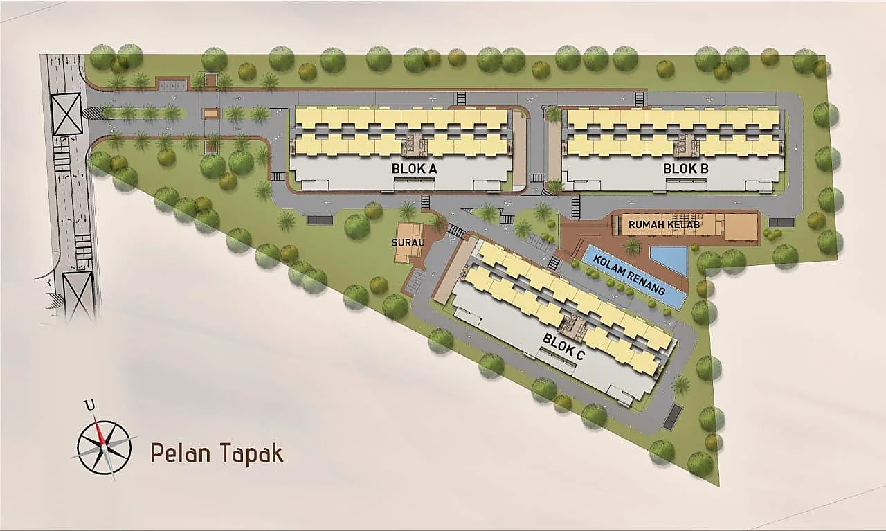 Pelan tapak Pangsapuri Selangorku Jati Blok A B dan C