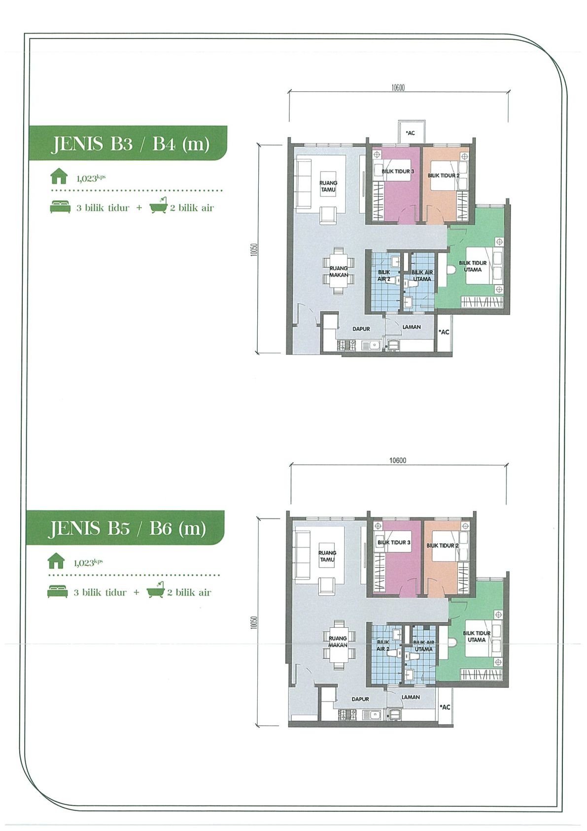 Type B3/B4 dan B5/B6 floor plan PR1MA Kajang Utama