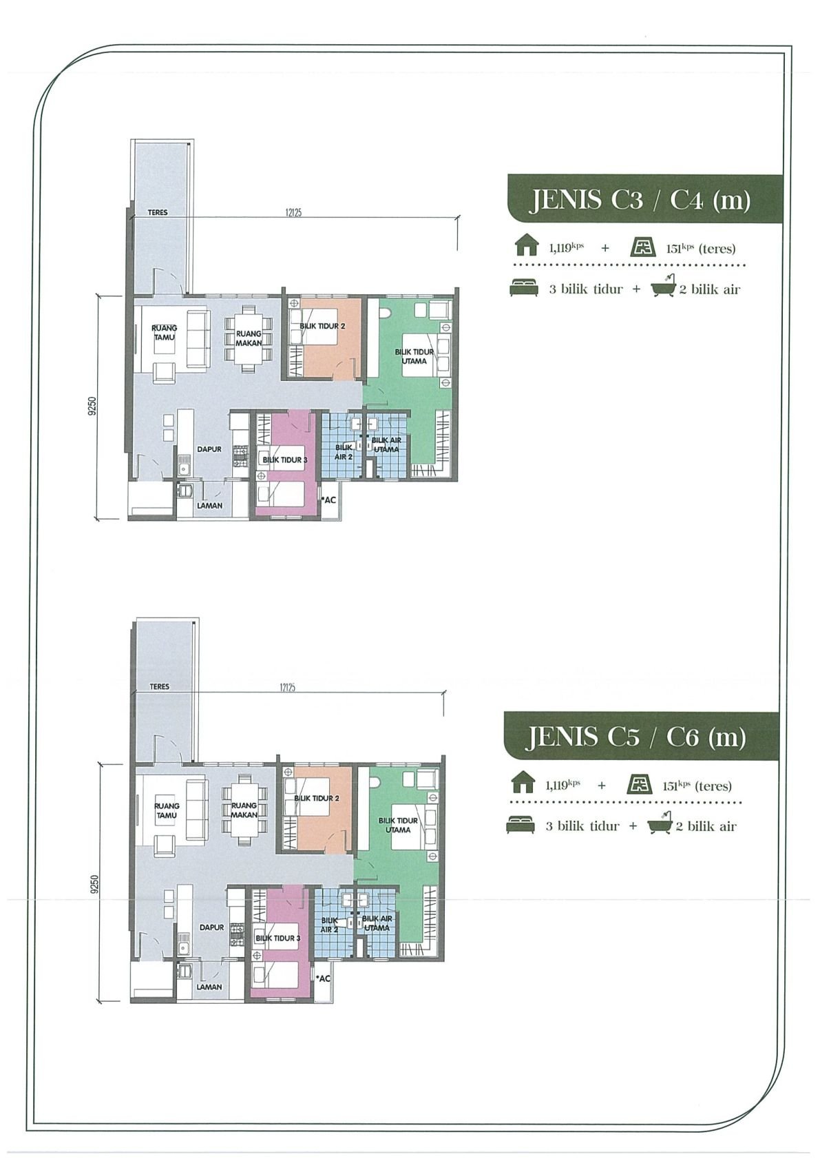 Type C1-C6 floor plan PR1MA Kajang Utama