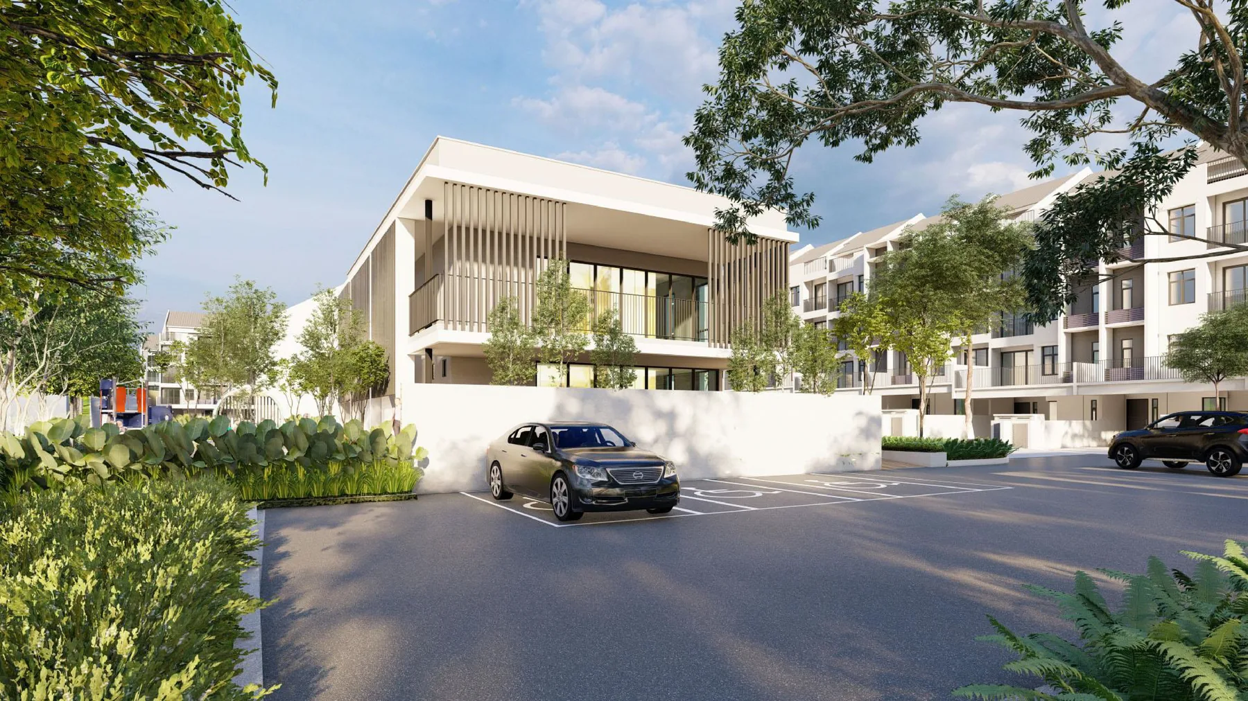 Landskap pintu masuk clubhouse Residensi Lestari I