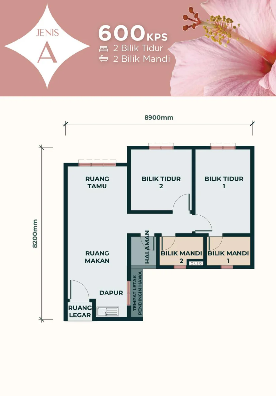 Pelan Type A Residensi Naluri, 600 kps