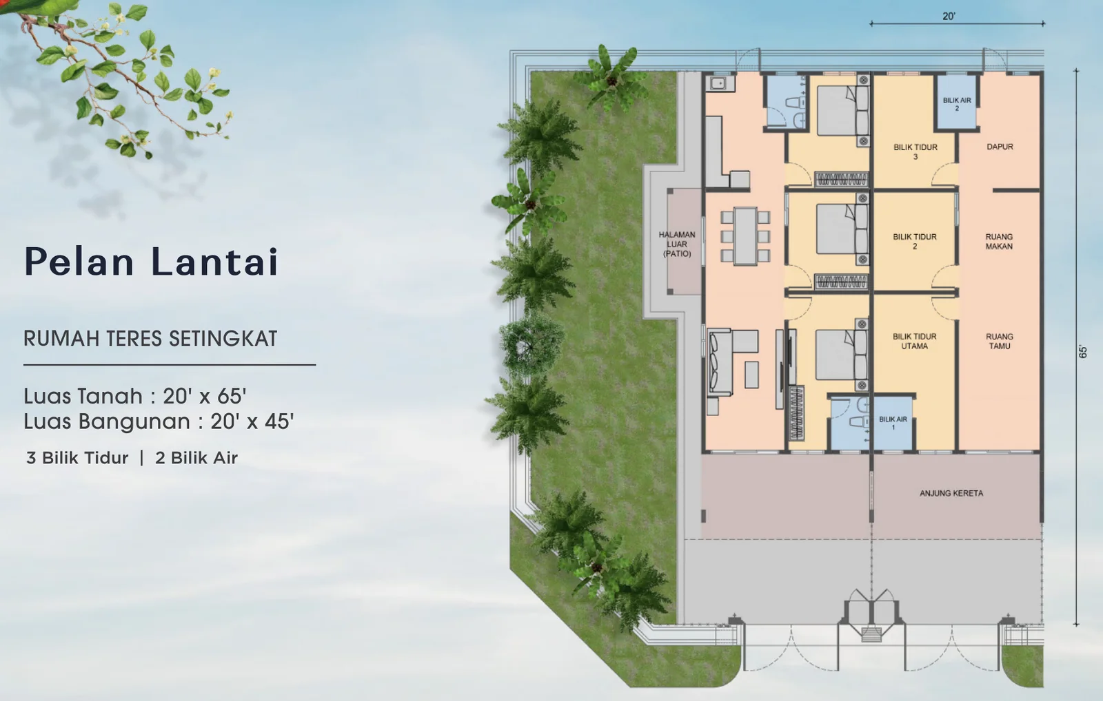 Pelan lantai Serindit Lagenda Ardea 3 bilik 2 bilik air