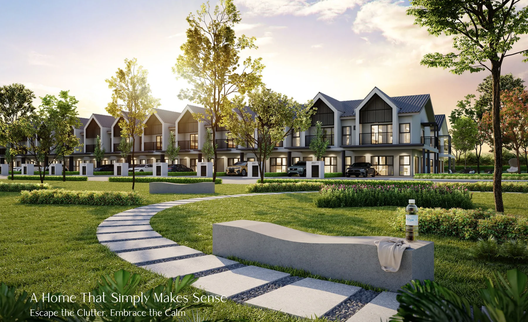 Artist’s impression deretan rumah dan landskap Taman Pinggiran Cyber
